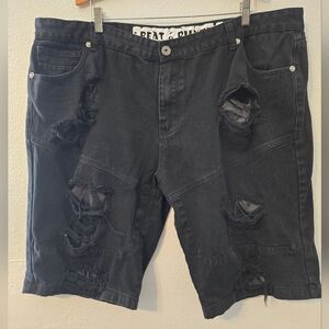 Men's Black Ripped Jean Shorts